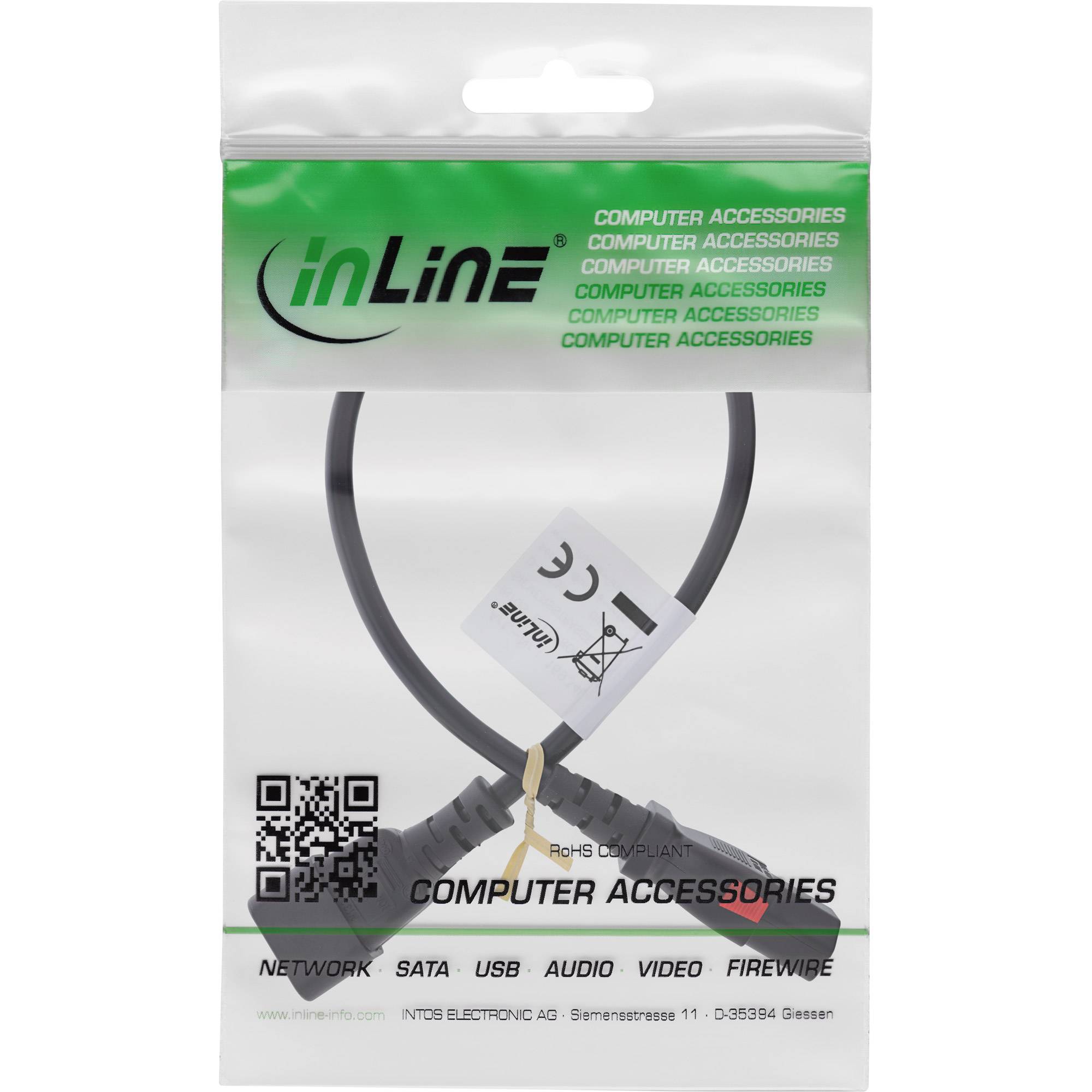 IEC Lock C13 - C14 stroomkabel voor UPS/PDU | 3x 0,75mm | zwart | 0,50 meter-1