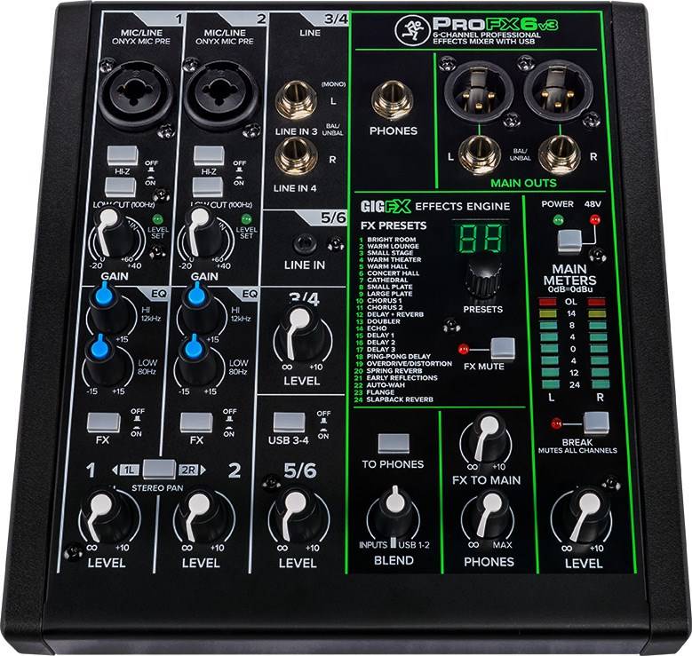 Mackie ProFX6v3 - 6-kanaals analoge mixer met USB-interface, zwart-2