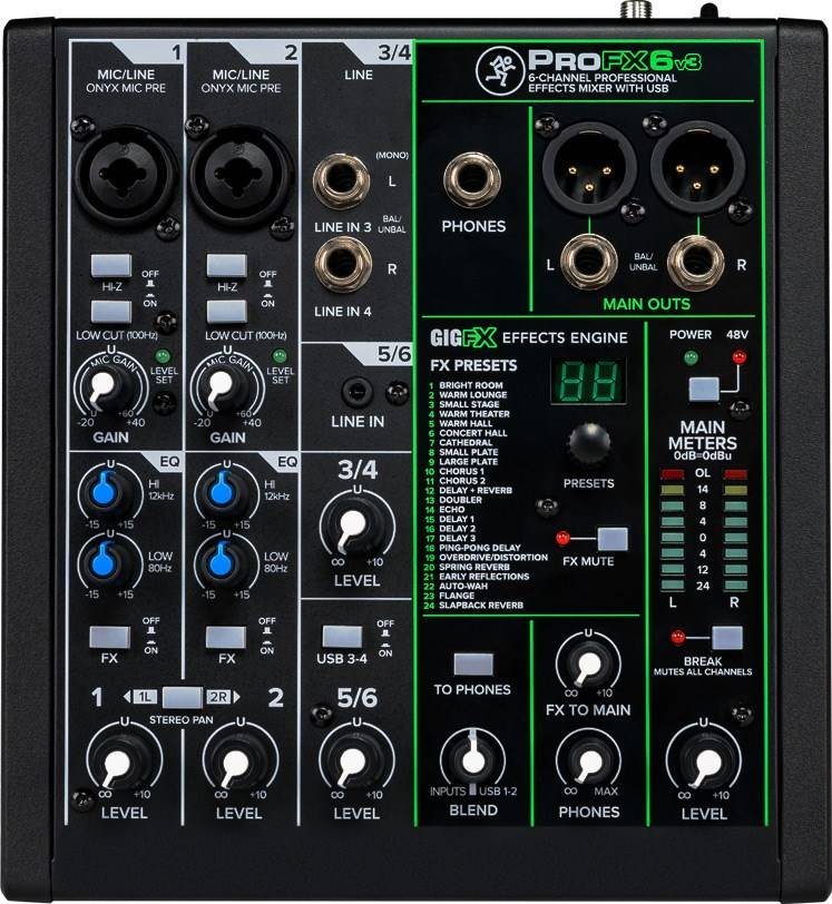 Mackie ProFX6v3 - 6-kanaals analoge mixer met USB-interface, zwart-3