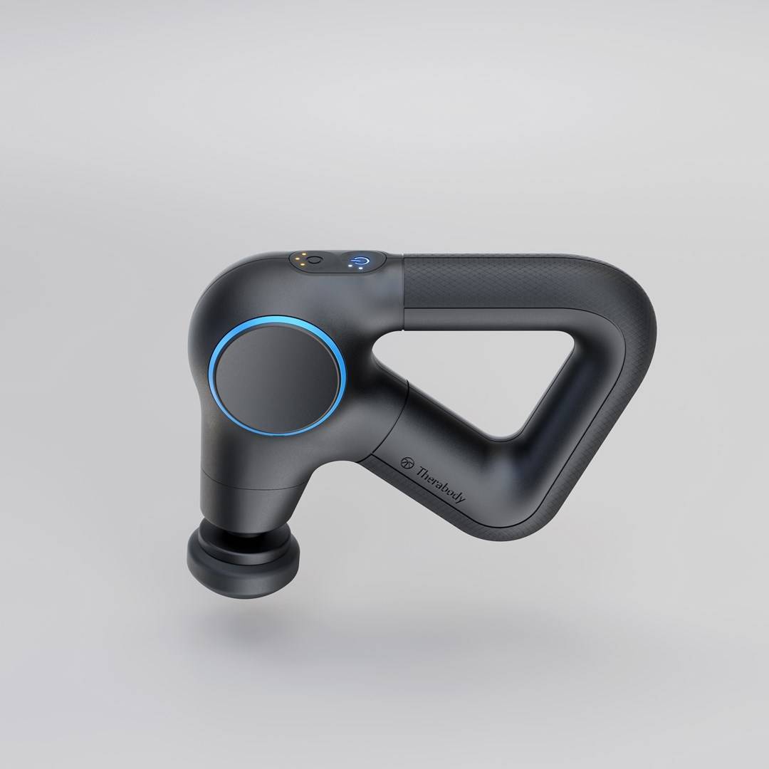 Therabody Theragun Prime Plus massageapparaat voor borst, handen en benen, zwart en blauw.-3