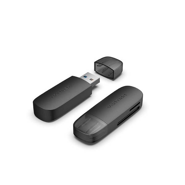 Vention 2-in-1 USB 3.0 A-kaartlezer (SD+TF) zwart, dubbele stationsletter