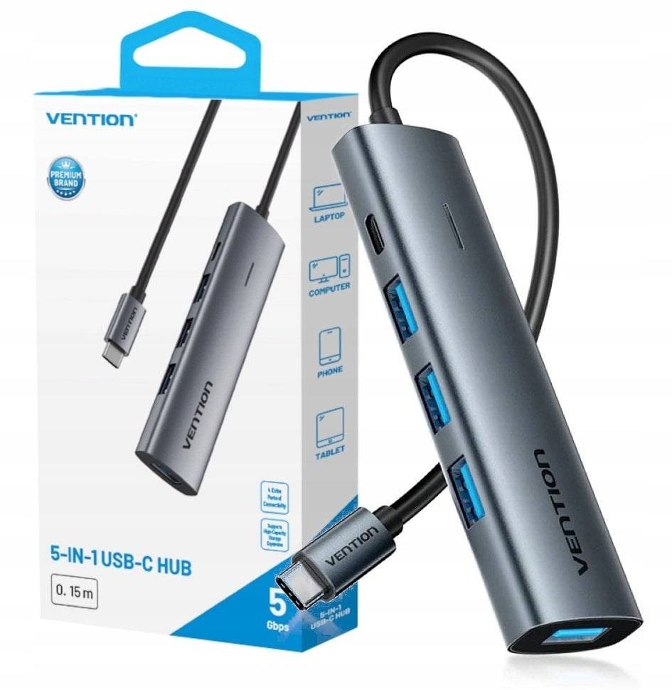 Hub 5v1 USB-C 3.0 Vention 0.15m-0
