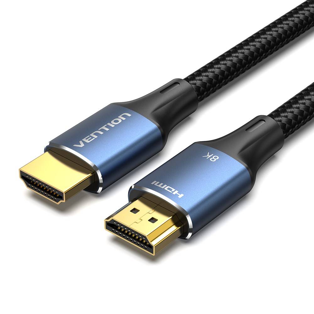 Vention katoenen gevlochten HDMI-A mannelijke naar mannelijke HD-kabel 8K 2M blauw aluminiumlegering type-0