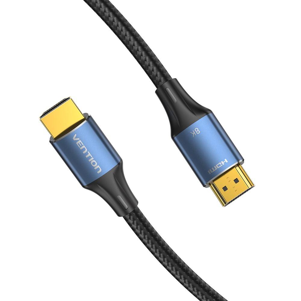 Vention katoenen gevlochten HDMI-A mannelijke naar mannelijke HD-kabel 8K 2M blauw aluminiumlegering type-1