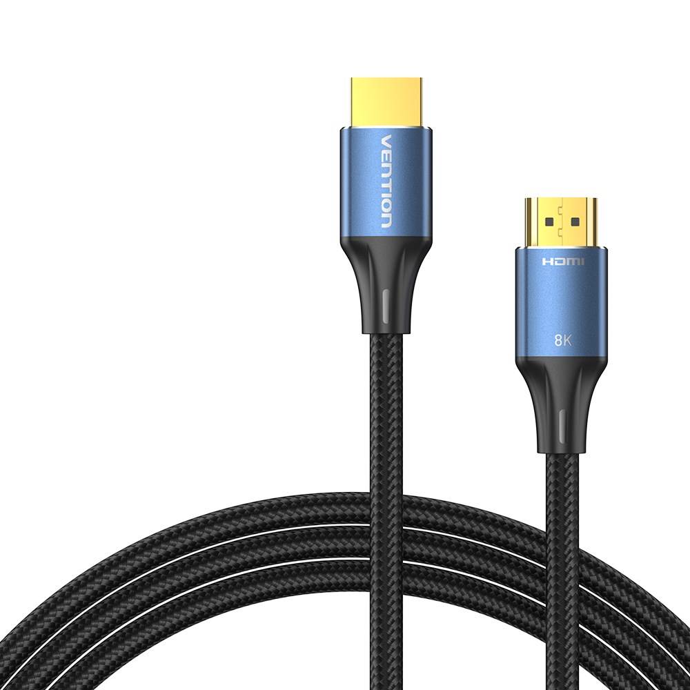 Vention katoenen gevlochten HDMI-A mannelijke naar mannelijke HD-kabel 8K 2M blauw aluminiumlegering type-3