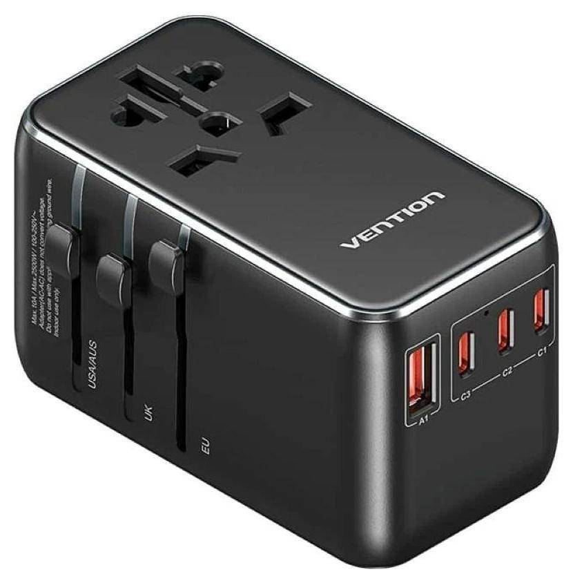 Adapter met Vention 100W-oplader, 1x USB-A, 3x USB-C-2