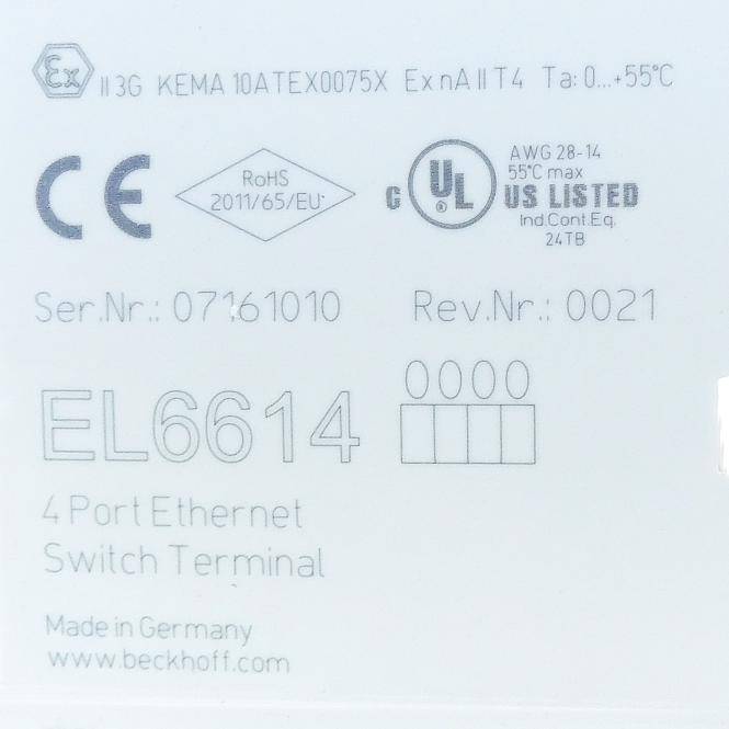 Beckhoff Automation EL6614 Automatiseringsmodule: communicatie; -25÷60°C; IP20; IEEE 802.3 - 1 stuk-1