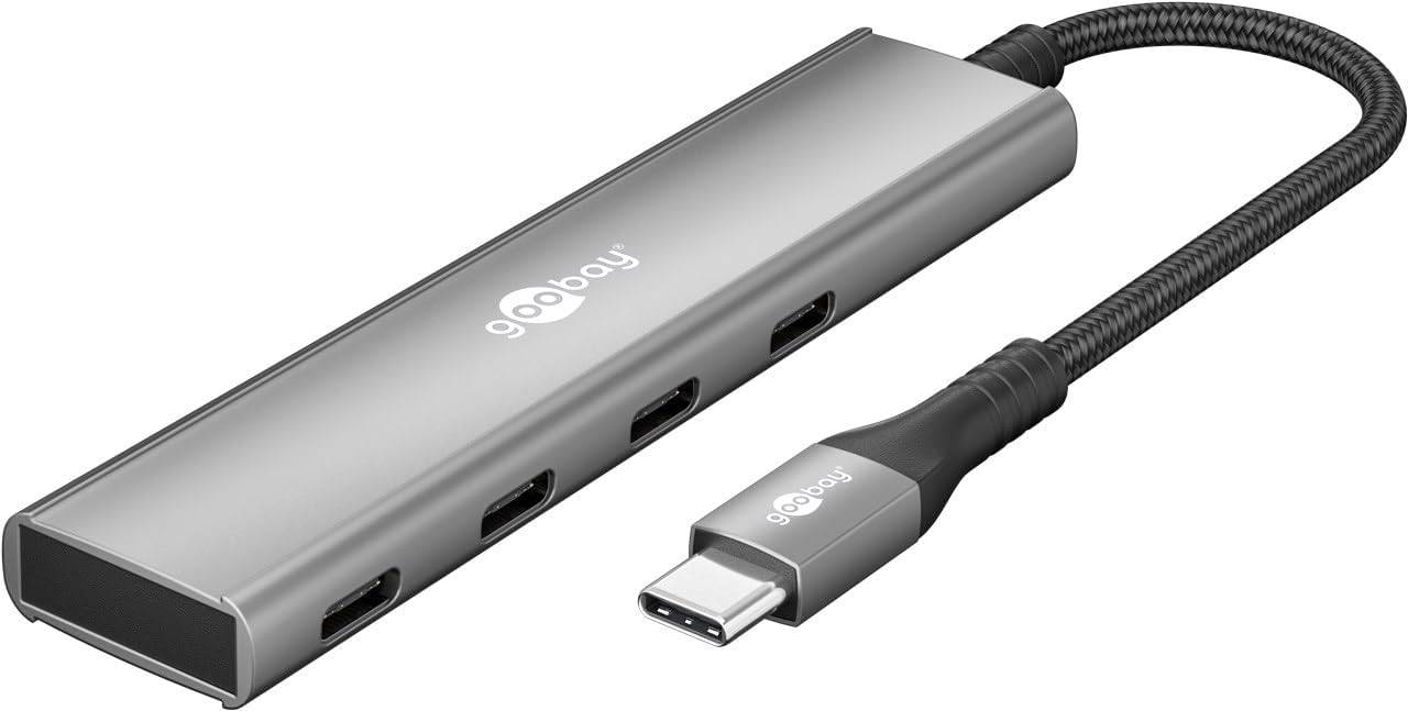 GOOBAY GOOBAY-76564 Hub USB; USB-C aansluiting x4,USB-C-stekker; USB 3.2; grijs - 1 stuk