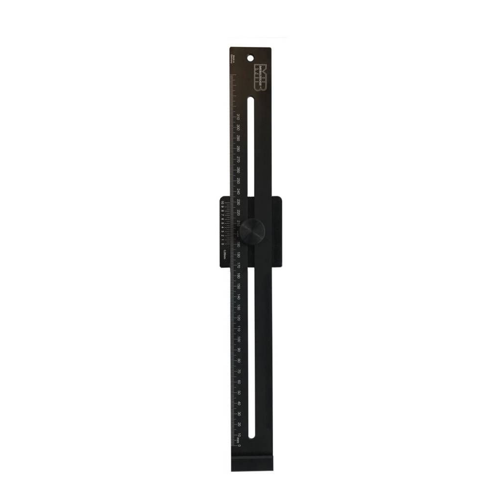 MIB Afschrijfliniaal 250mm gehard aluminium met extra grote aanslaghaak-0