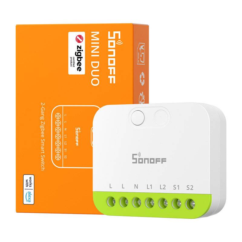 Bekroonde afbeelding voor Sonoff - MINI-ZB2GS - Sonoff MINI-ZB2GS ZigBee Zweikanal-Minischalter