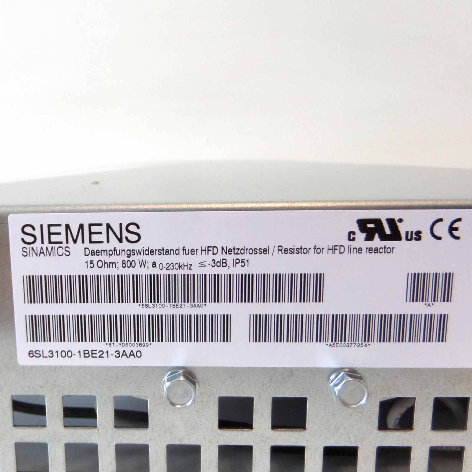 Siemens 6SL31001BE213AA0 SINAMICS SIMODRIVE HFDRESISTOR 1-1