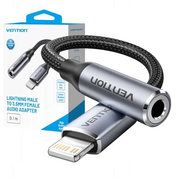 VN1 Vention Lightning-adapter, mannelijk 3,5 mm jack, 0,1 m
