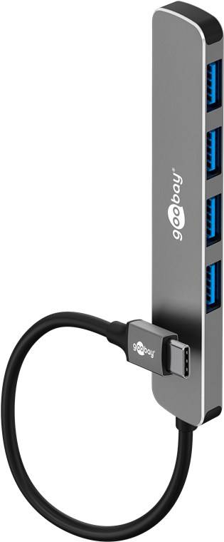 GOOBAY GOOBAY-79157 Hub USB; USB-A aansluiting x4,USB-C-stekker; USB 3.2; PnP,plat - 1 stuk