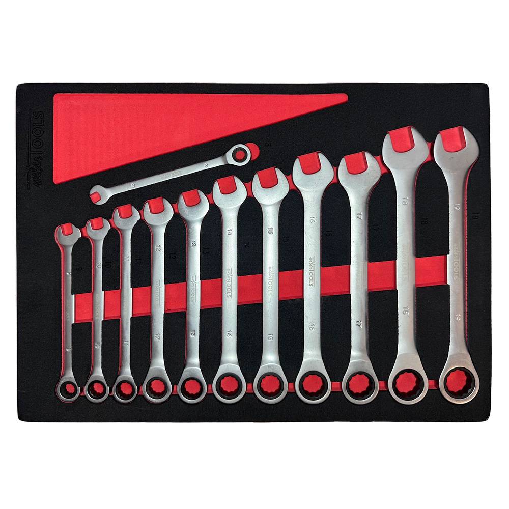 WEBER TOOLS Ringratelsleutels omkeerbaar 8 t/m 19mm / 12 delig-0