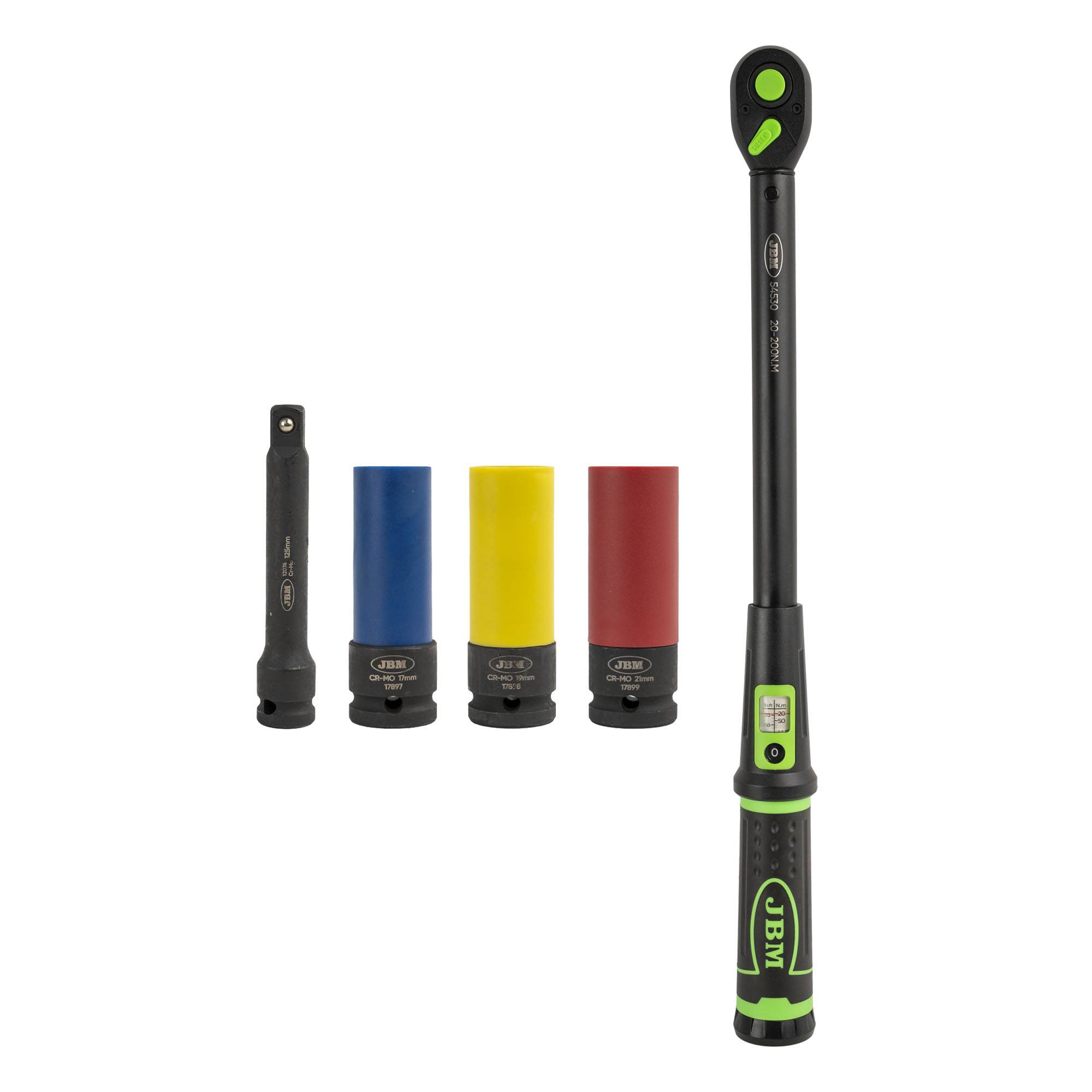 JBM Tools Momentsleutel 20-200 Nm met wieldoppen en verlengstuk-1
