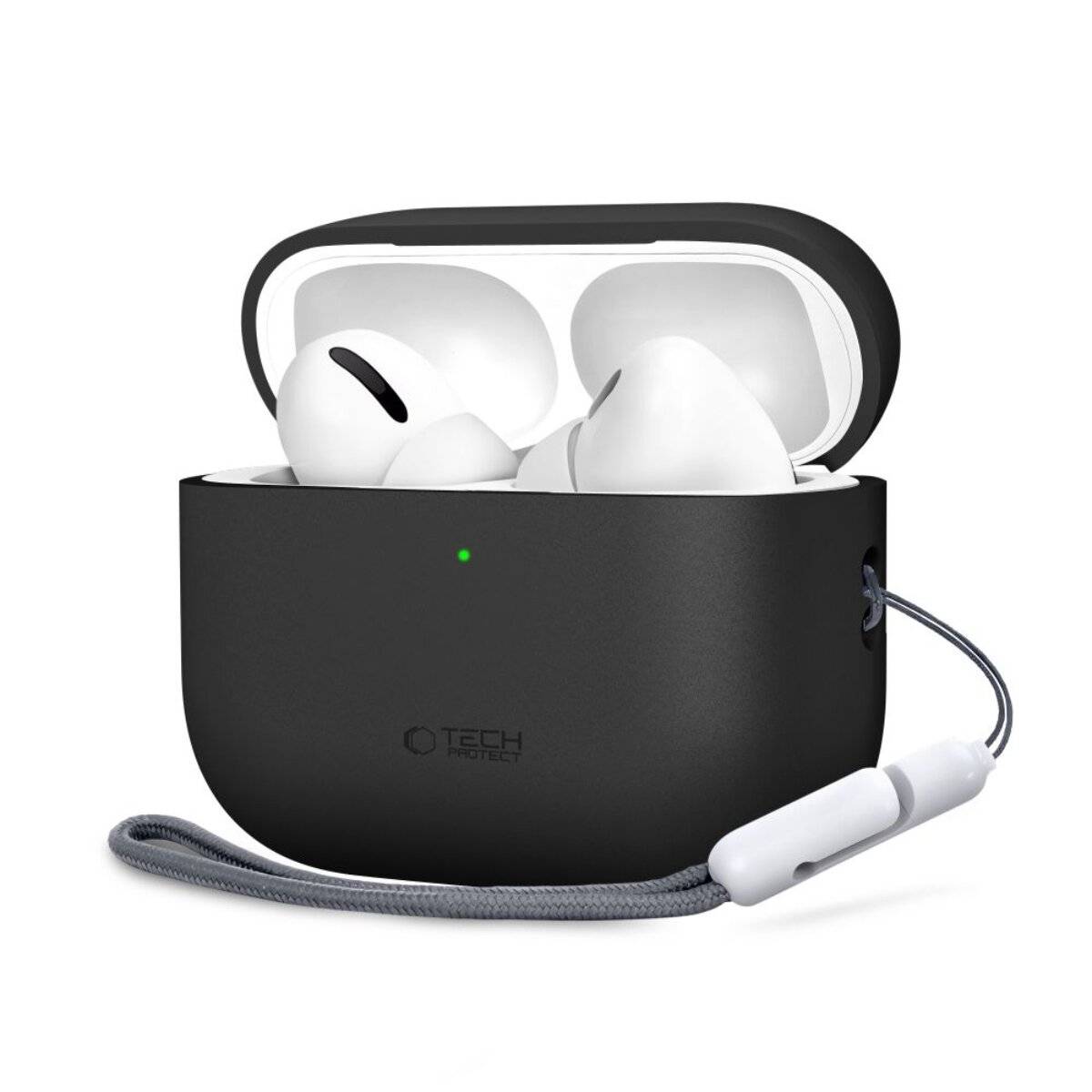 Tech-Protect siliconen hoesje compatibel met AirPods Pro 3, zwart-0