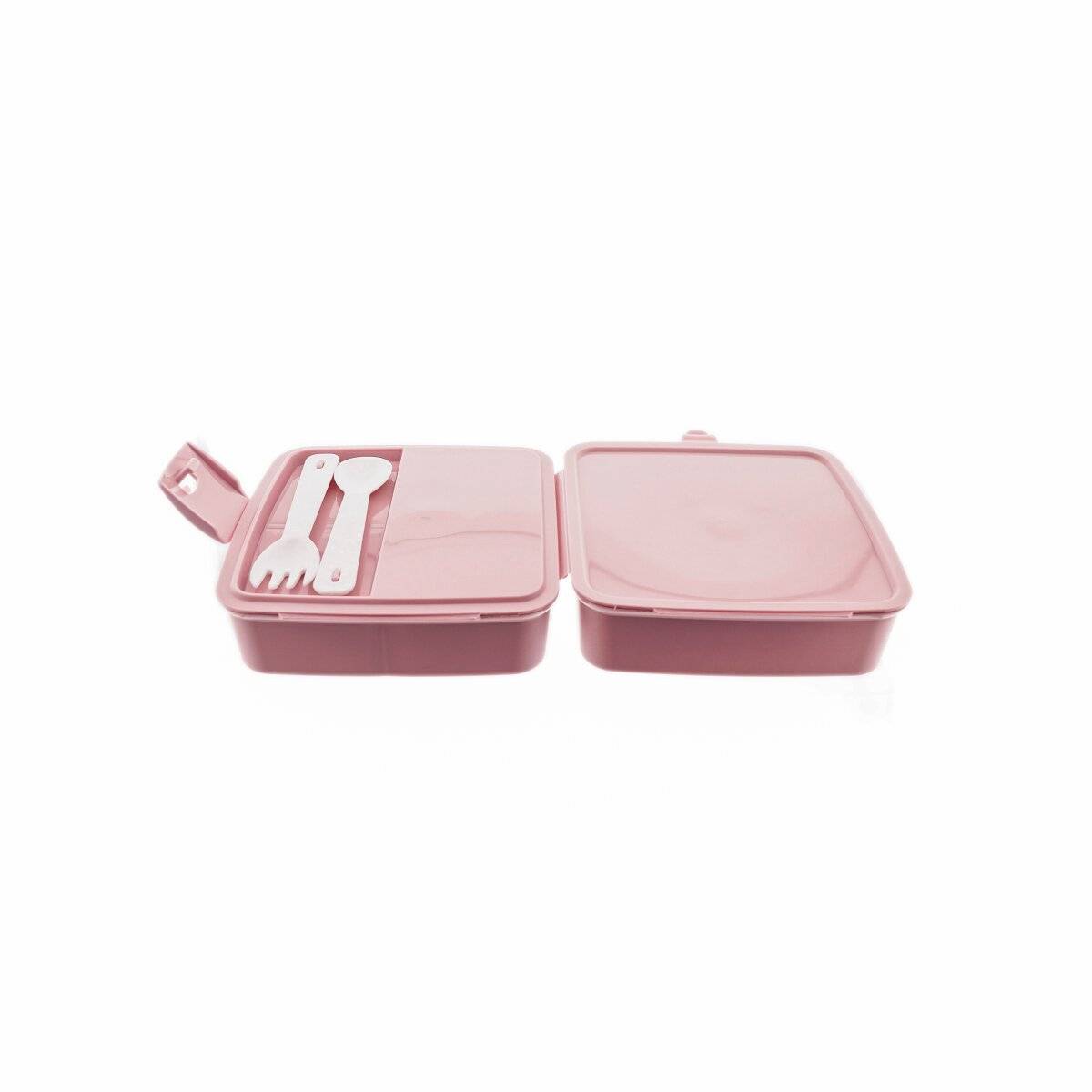 Multifunctionele brood- en lunchbox met bestek (02 1164) Roze-1