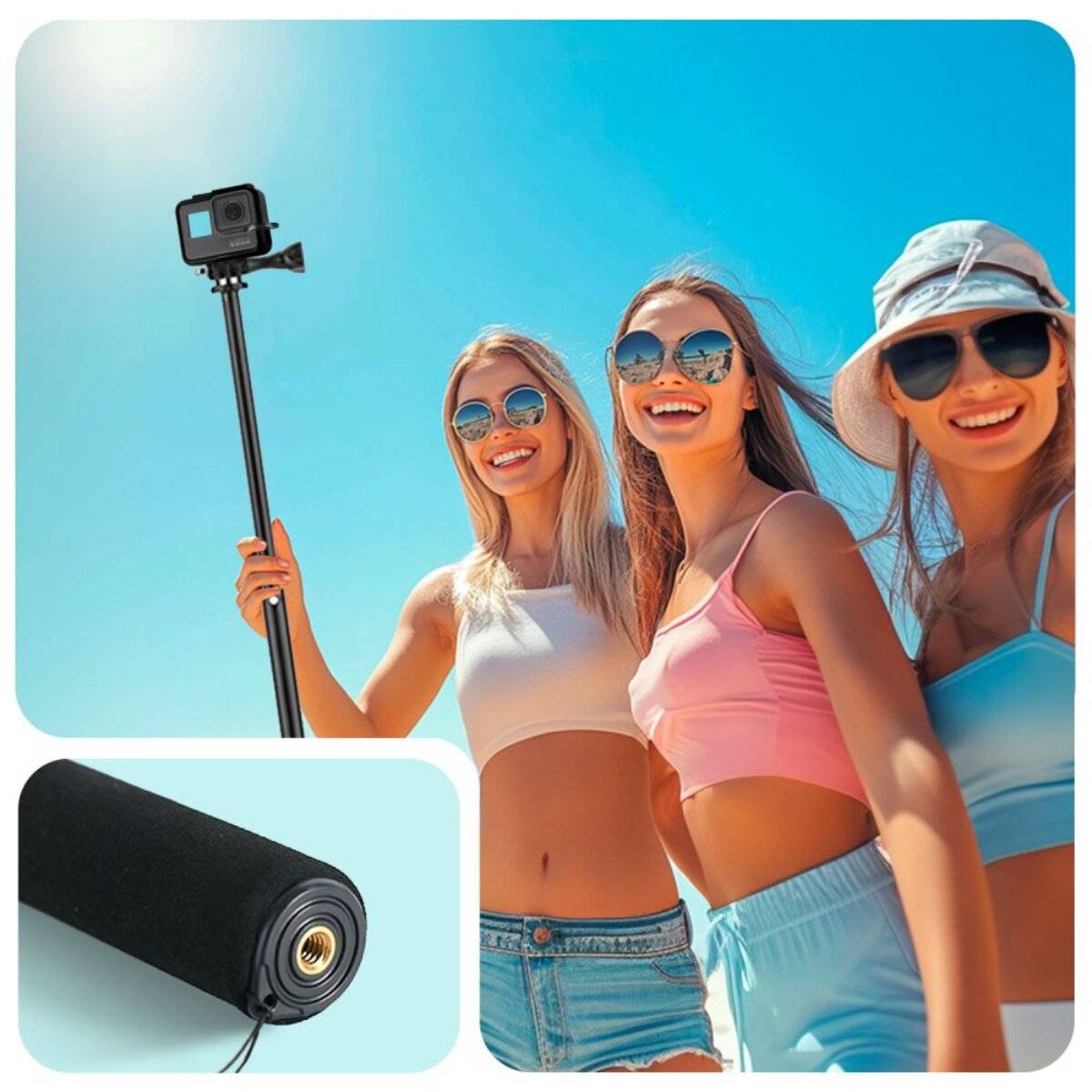 Tech-Protect GA100 Monopod- en Selfiestickhouder voor actiecamera's – Zwart-3