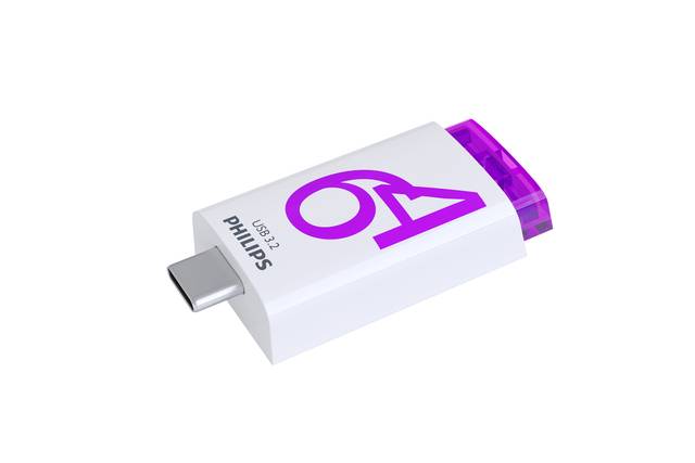 USB stick 3.2 Philips Click USB-C 64GB paars-1