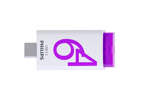USB stick 3.2 Philips Click USB-C 64GB paars-3