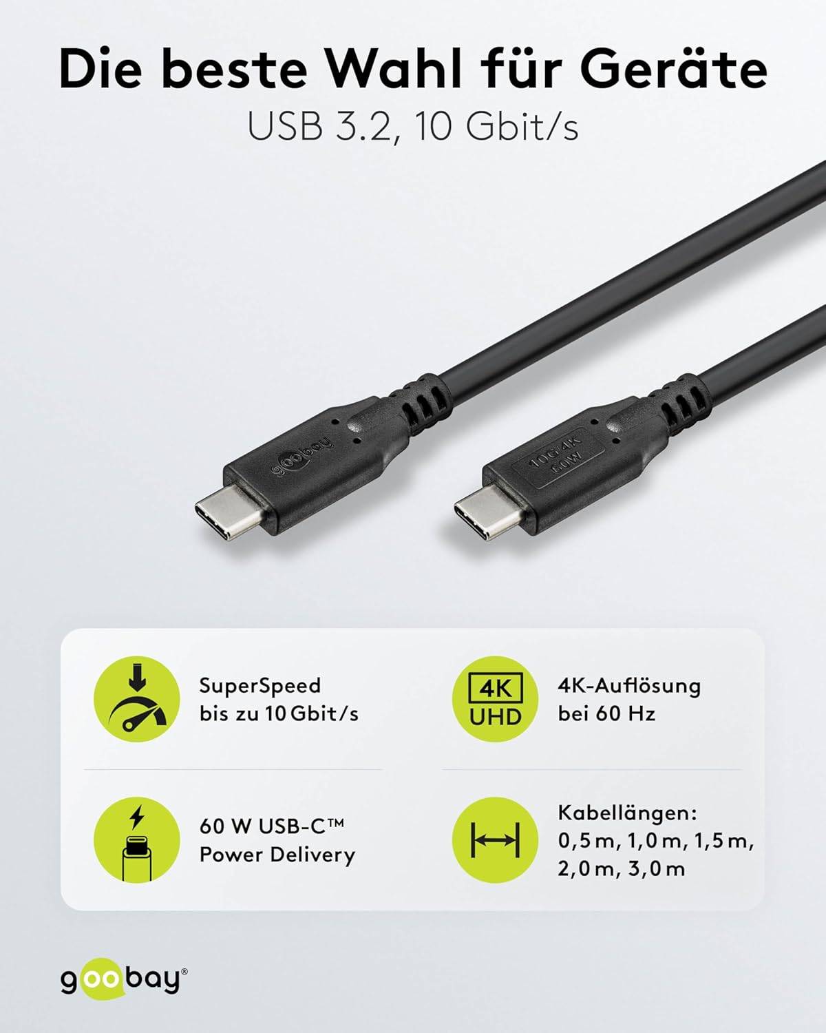 USB-C kabel | USB3.1 10 Gbps | PD 60W | 4K 60Hz | zwart | 1 meter-2