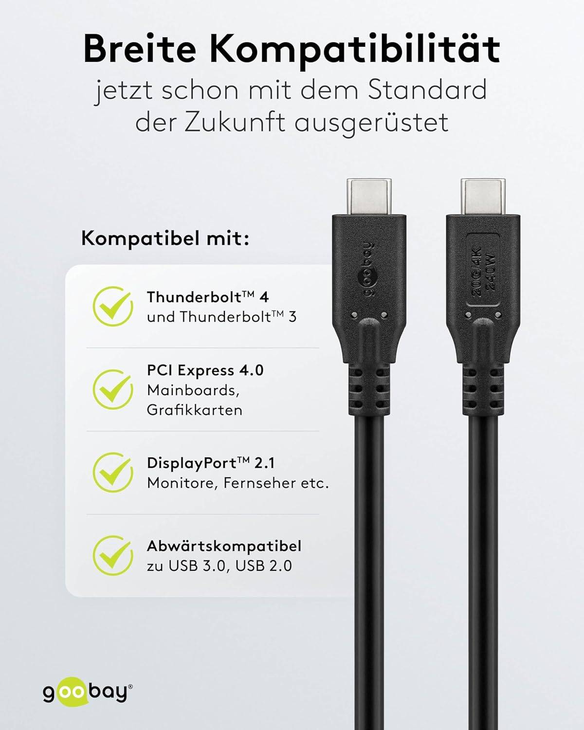 USB-C kabel | USB4 20 Gbps | PD 240W | 4K 60Hz | zwart | 2 meter-3