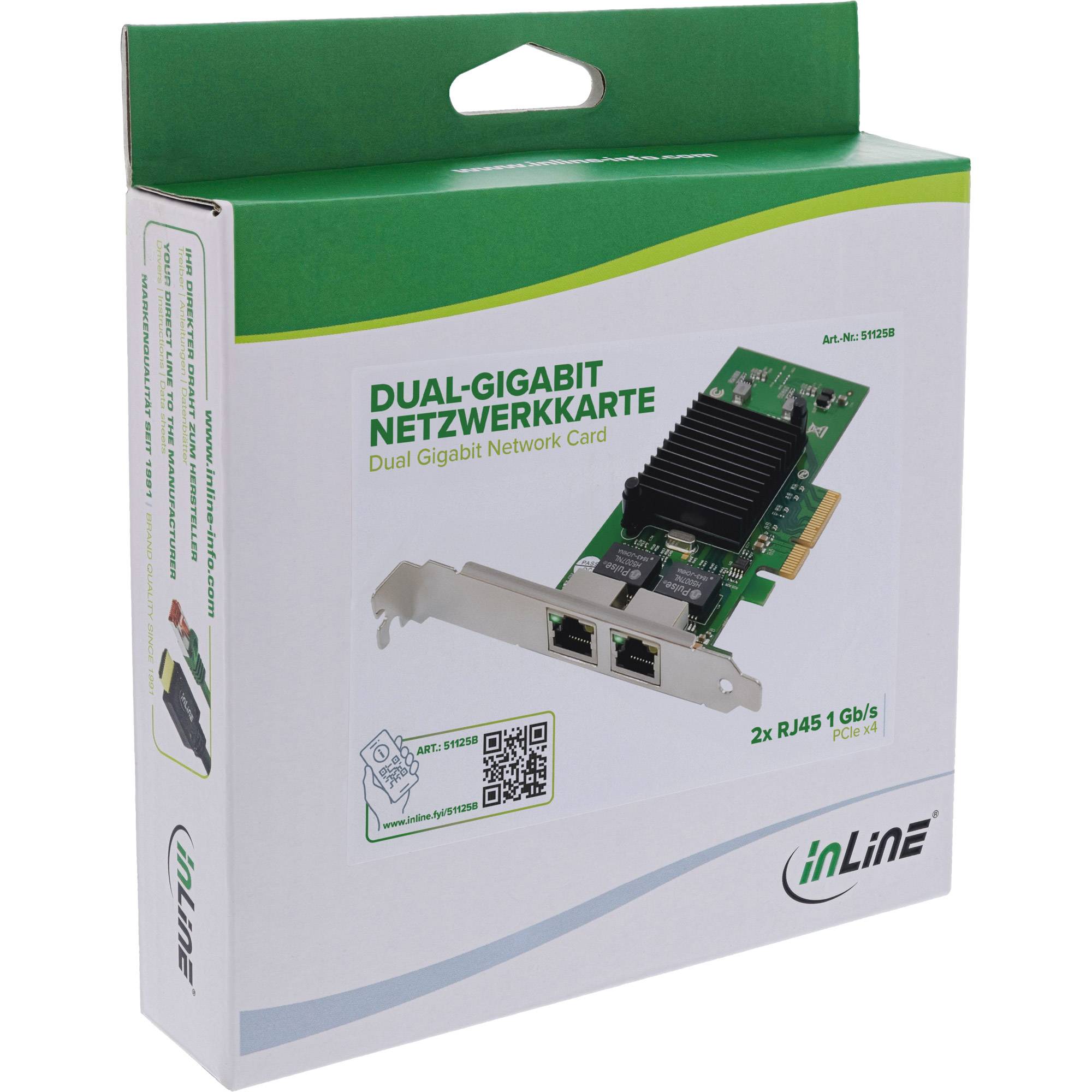 InLine® Dual Gigabit netwerkkaart, 2x RJ45 1 Gb/s, PCIe x4, incl. laagprofiel-3