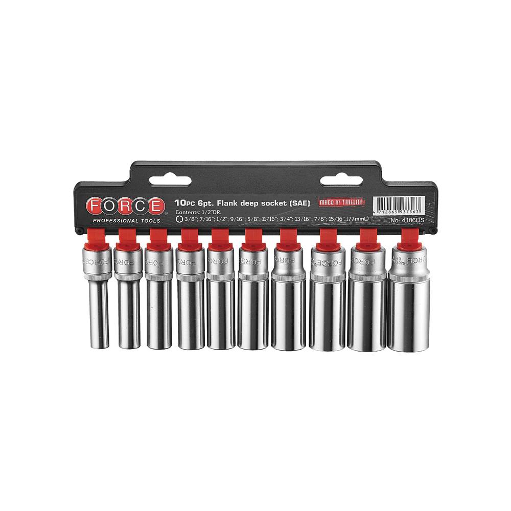 FORCE 1/2" Doppenset zeskant lang (SAE) 10-delig-0