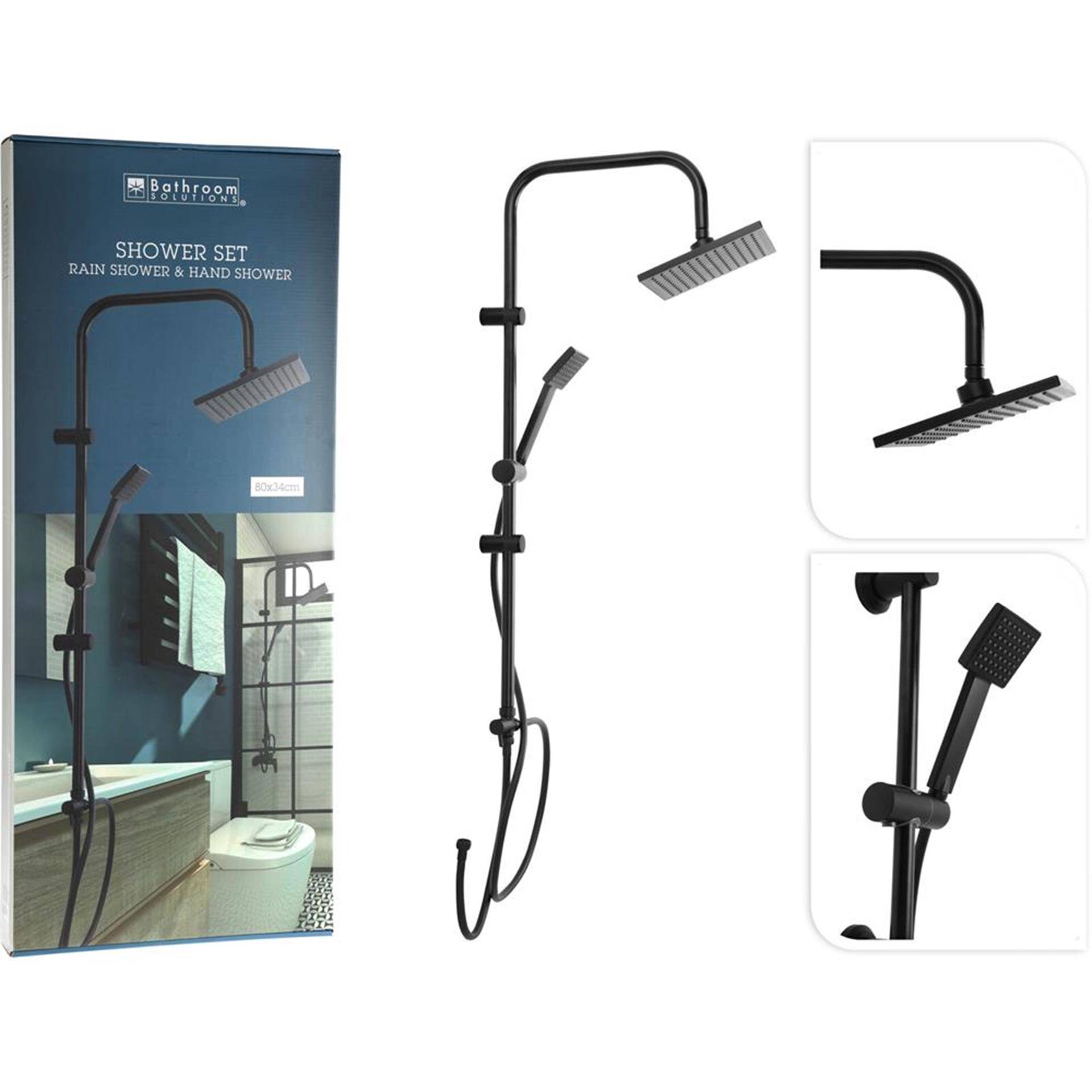 Bathroom solutions doucheset met regendouche mat zwart 87205732877398720573287739-0