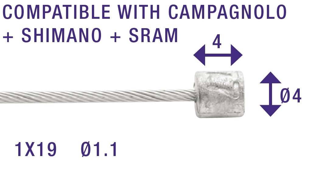 Schakel binnenkabel Elvedes 2250mm RVS Ø1,1mm N-nippel Ø4 × 4 (100 stuks) - Zilver-0