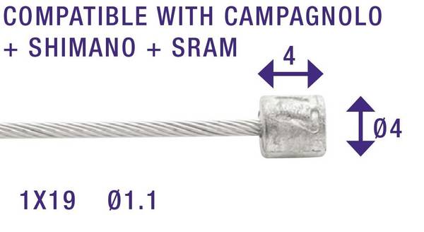 Schakel binnenkabel Elvedes 2250mm RVS Ø1,1mm N-nippel Ø4 × 4 (100 stuks) - Zilver