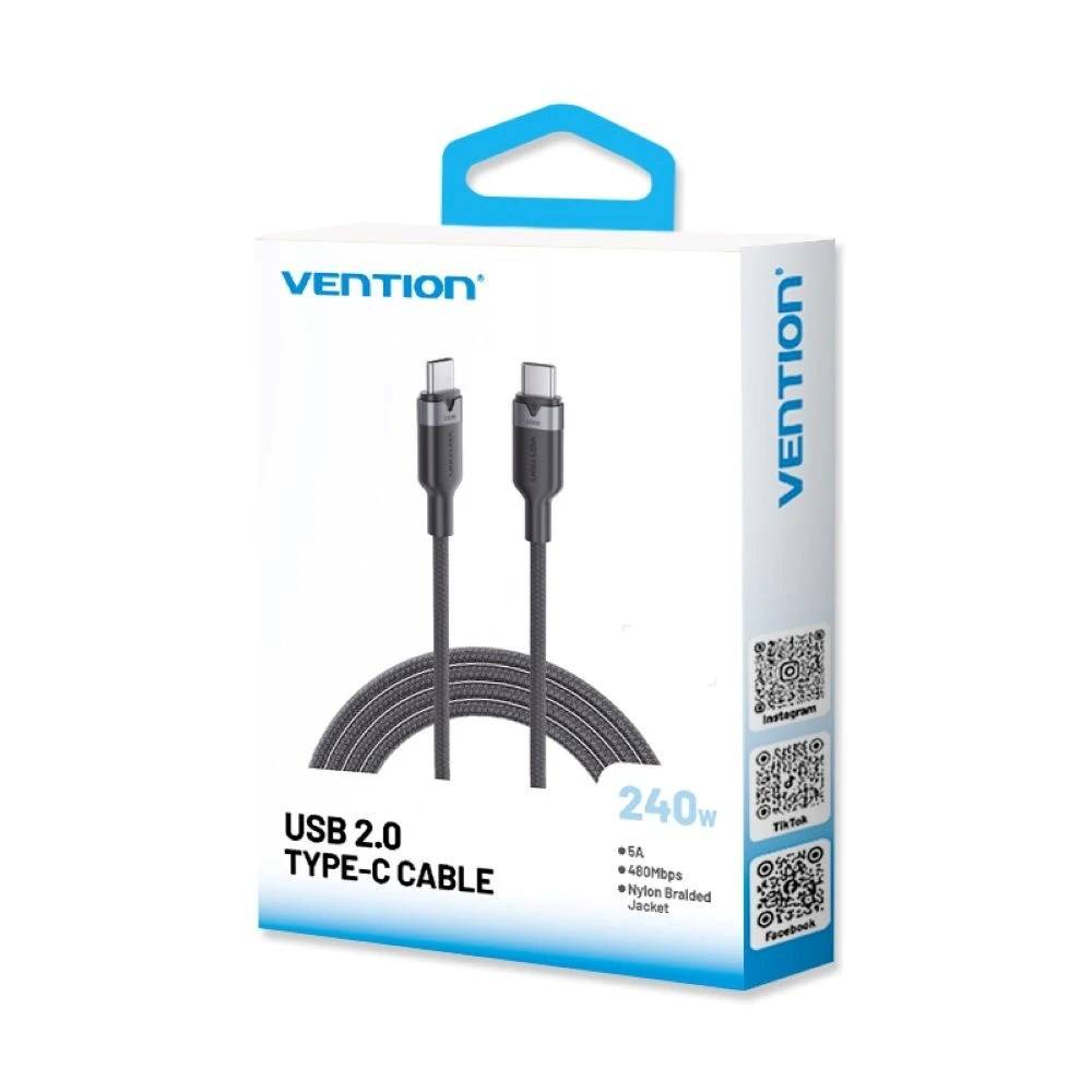 USB-C naar C 2.0 Vention 3.1 5A 240W 1m BK-kabel-2