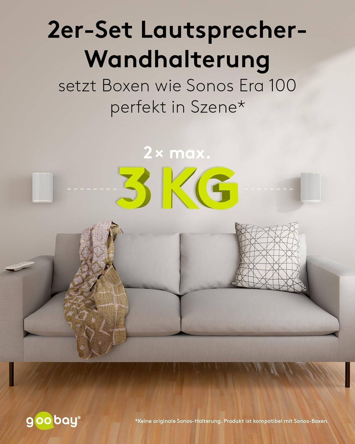Goobay muurbeugel set voor Sonos Era 100 / Era 100 SL | full motion | wit-2