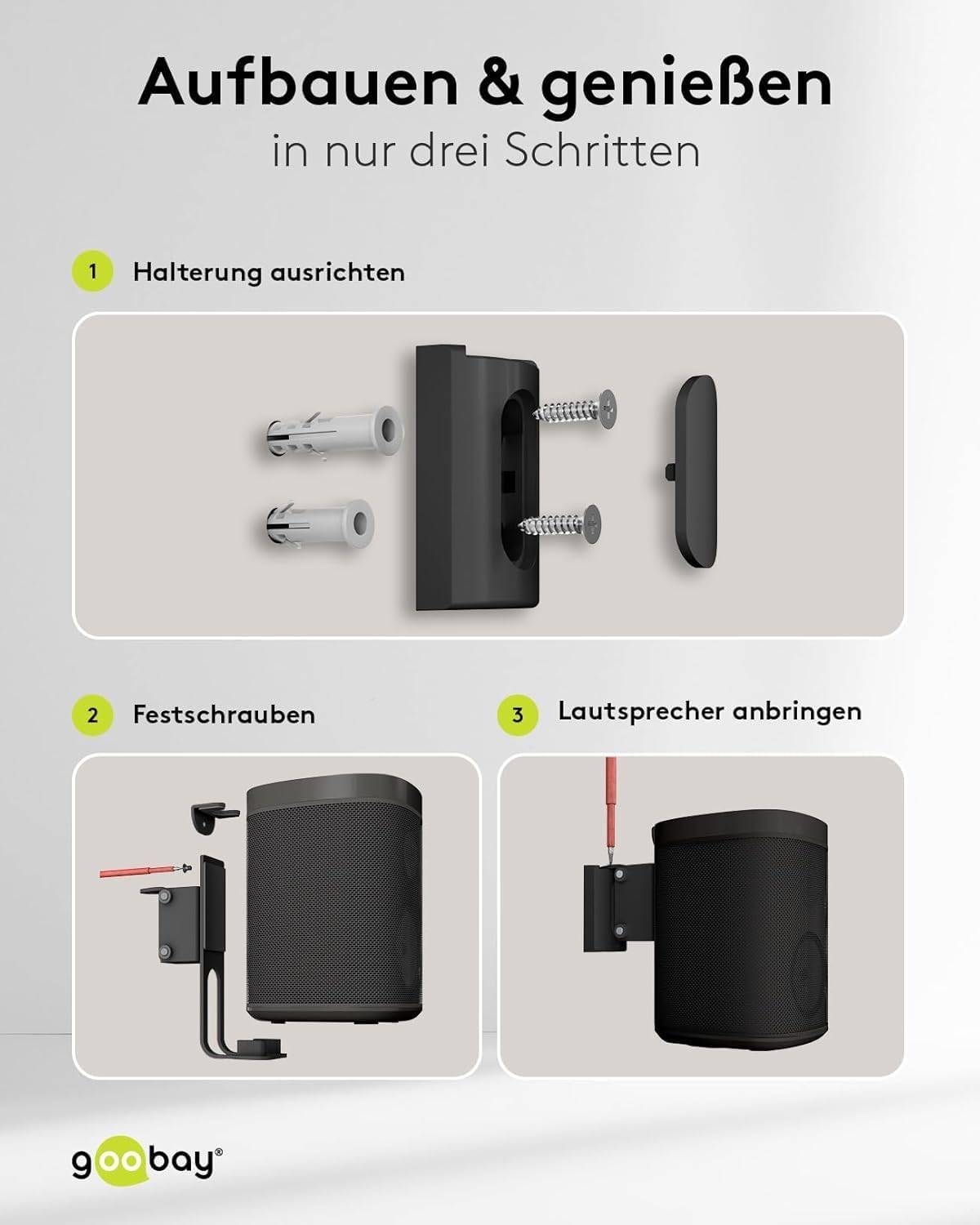 Goobay muurbeugel set voor Sonos PLAY:1 en Sonos ONE/ONE SL | full motion | zwart-3