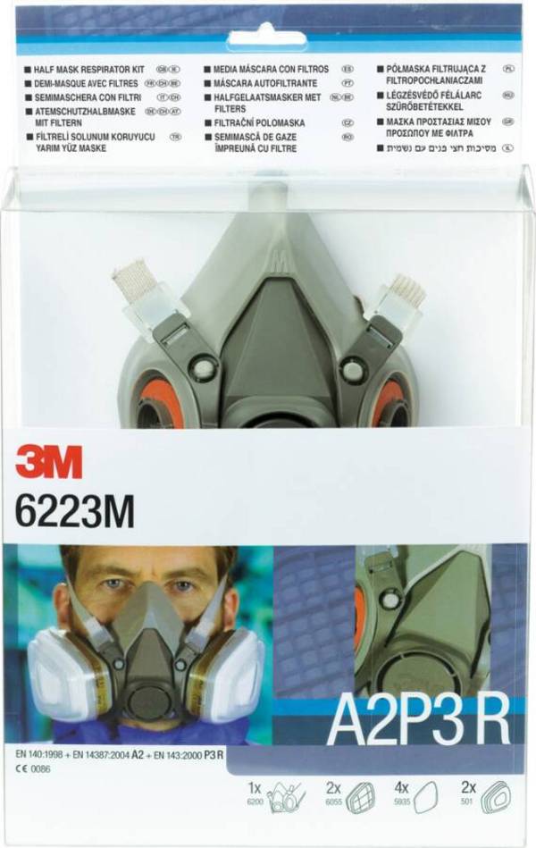 3 M Ademhalingshalfgelaatsmaskerset 6223 M A2P3R 9-delig 9-piece 1 x 6200M