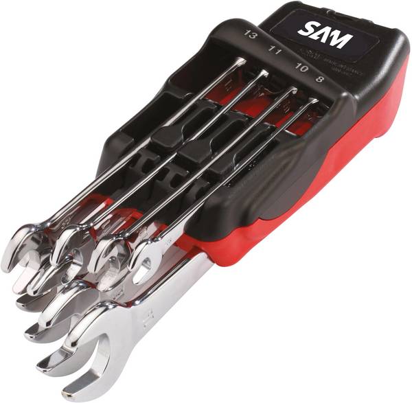 SAM Set van 8 ring-steeksleutels 8 tot 19 mm op houder