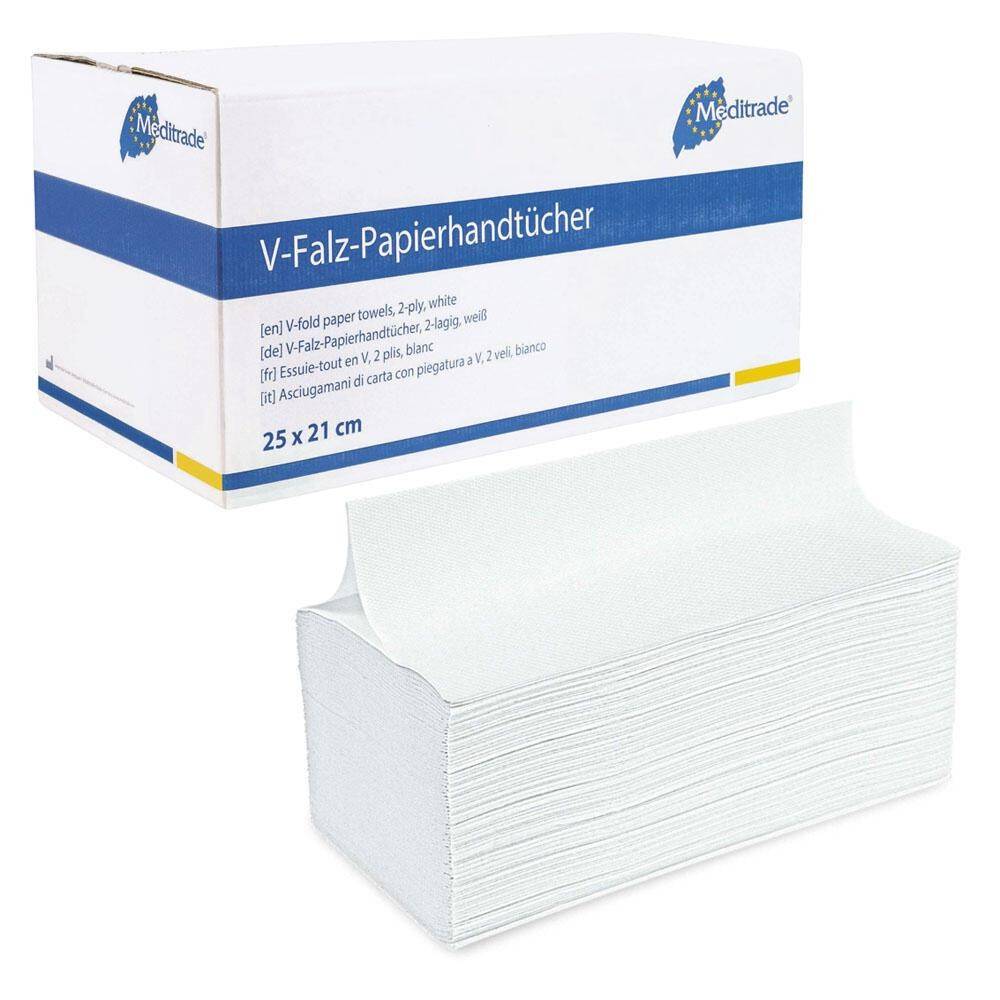 Meditrade Papieren Handdoeken 2-laags V-vouw 15 stuks (6721) 2-ply-0