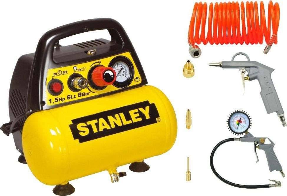 STL OLIEVRIJE COMPRESSOR 6L+PNEUMATISCHE KIT STANLEY-0