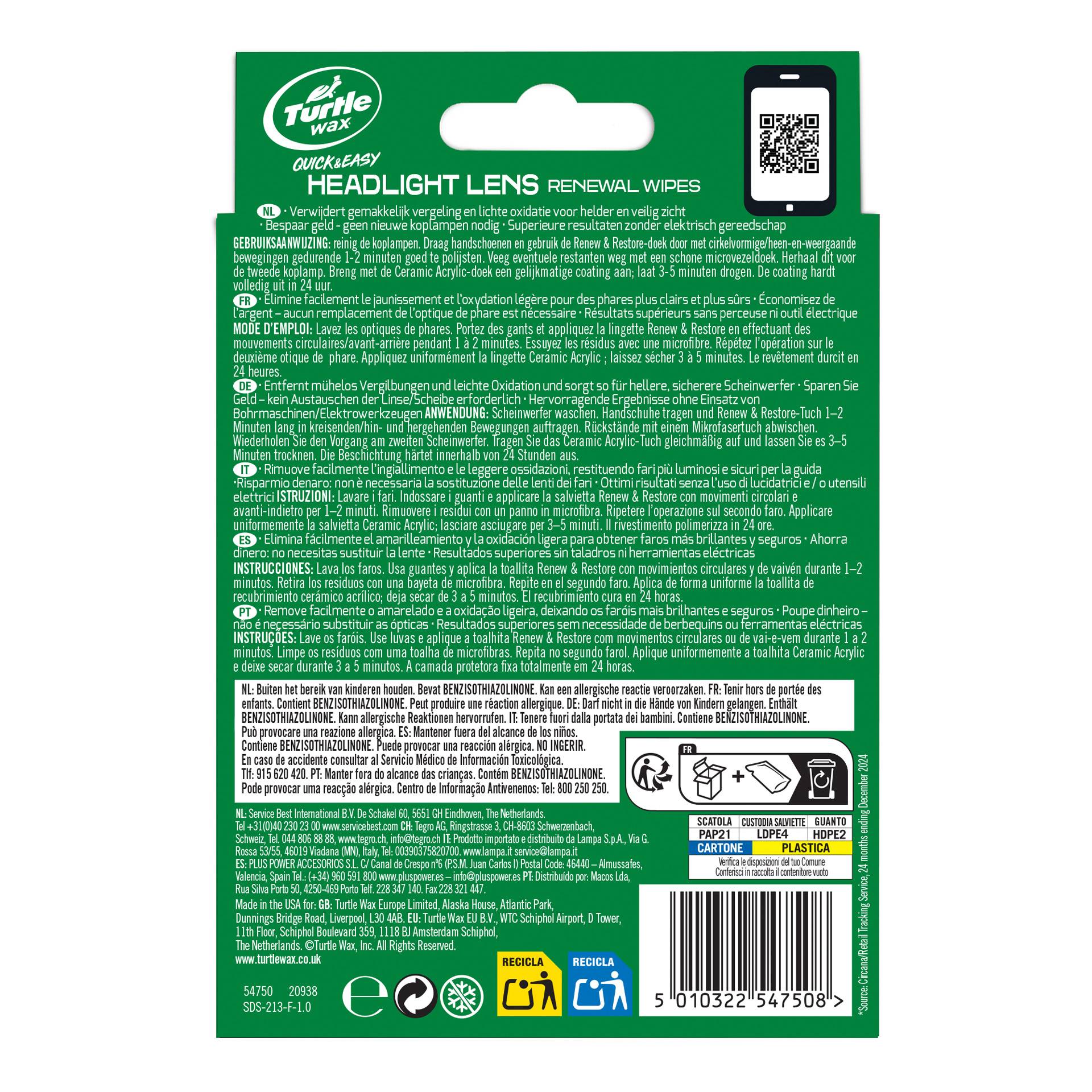 Turtle Wax 54750 Headlight Lens Renewal Wipes-1