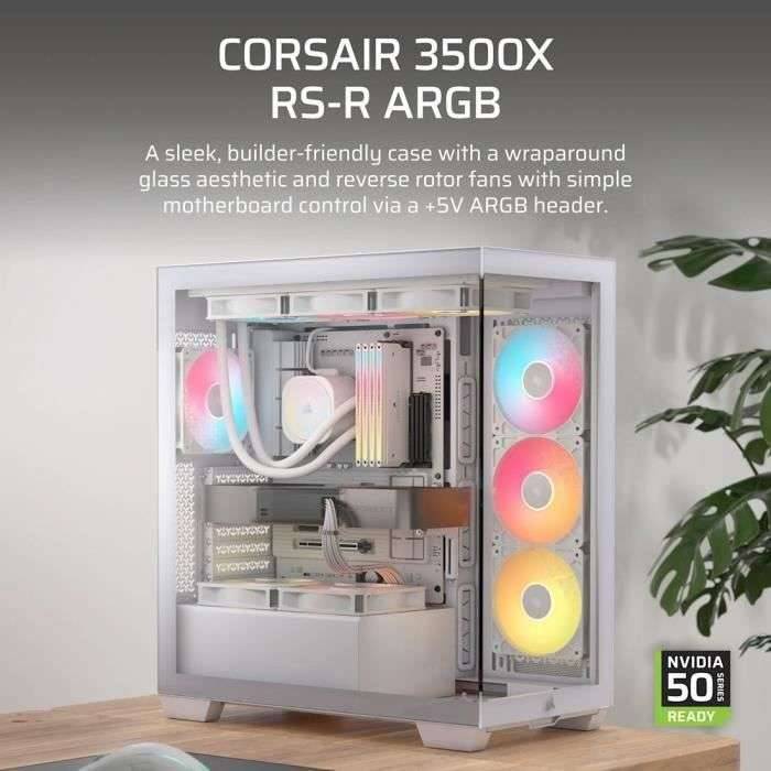 PC-behuizing - CORSAIR - 3500X RSR ARGB gehard glazen mid-tower - 3 ARGB reverse rotor-ventilatoren - wit-1