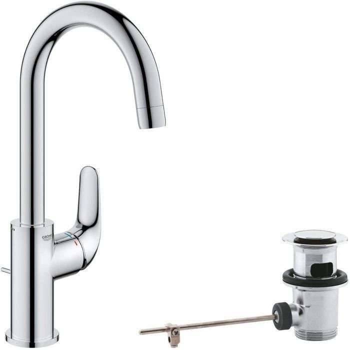 Eéngreeps wastafelmengkraan - GROHE Swift - 24330001 - Chroom - Maat L - Hoge uitloop - Waterbesparend-0