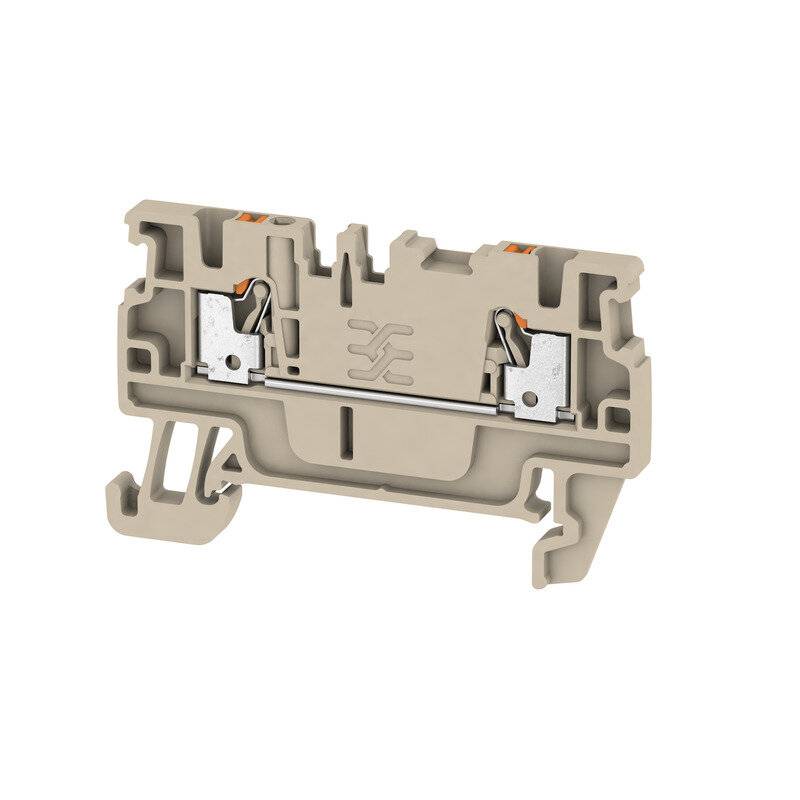 Feed-through terminal block, PUSH IN, dark beige, 1.5 mm², 17.5 A, 500-1