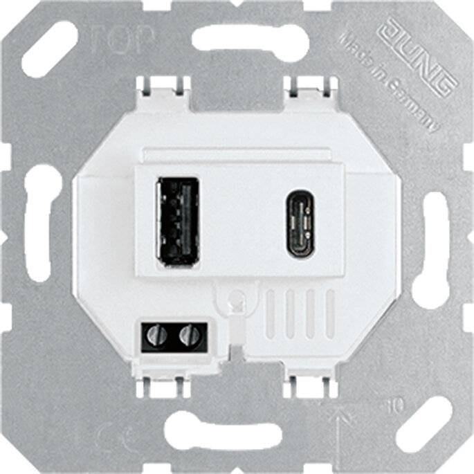 USB Laadcontactdoos 1xUSB A & 1xUSB C wit-2