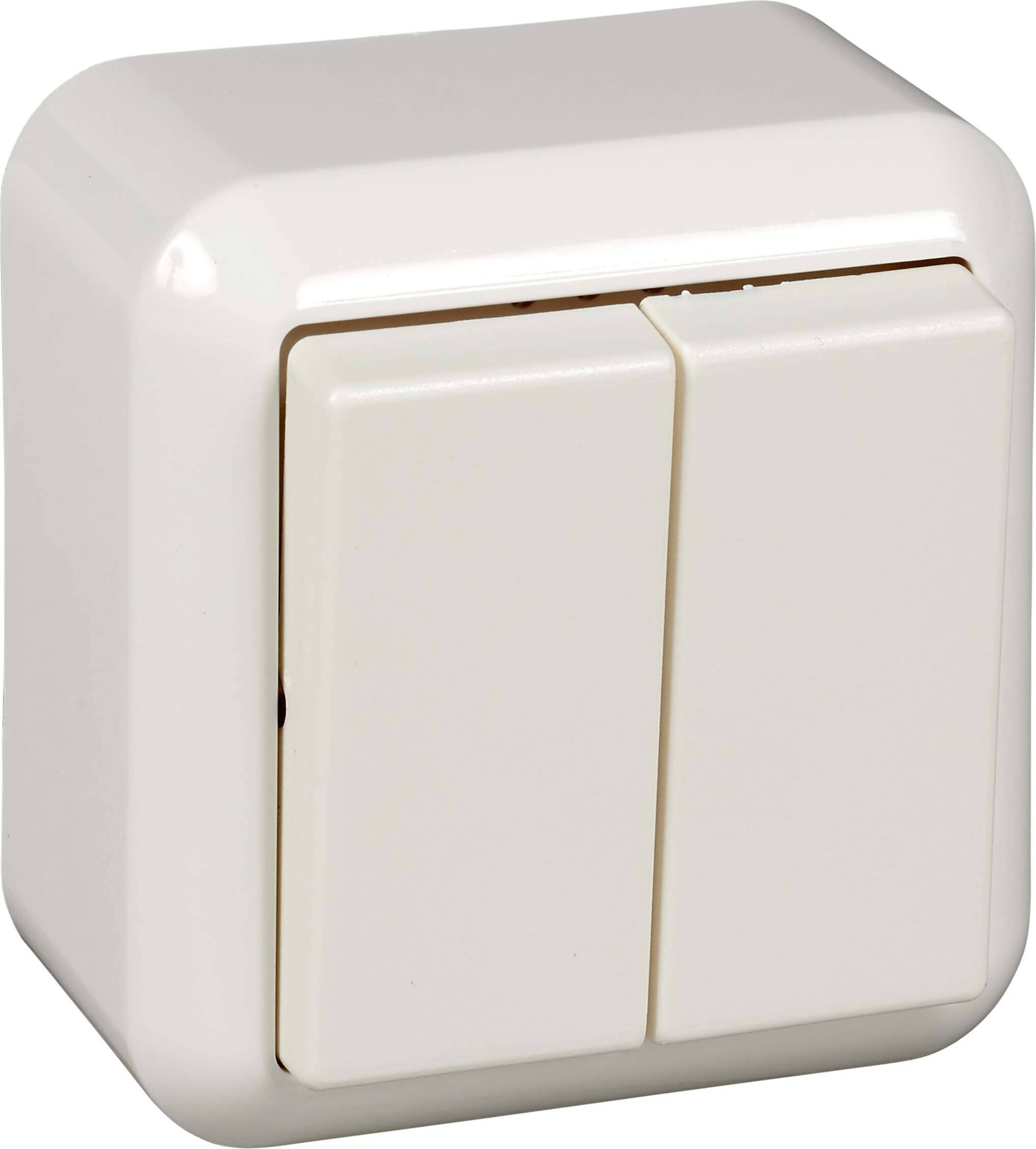 Serieschakelaar opbouw steekcontact wit/wit 1 stuk-2