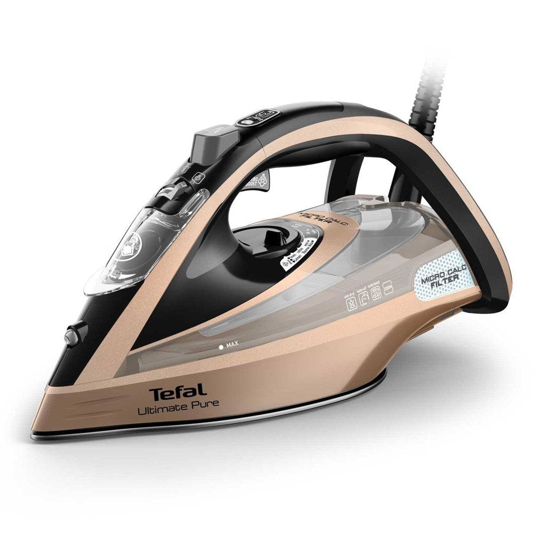 Tefal Ultimate Pure FV9852E0 Strijkijzer Droog & Stoom 3200 W Durilium AirGlide Zwart/Koper-0