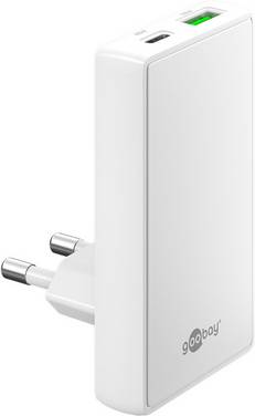 Goobay flat USB lader | USB-C PD + USB-A QC | GaN | 45W | wit