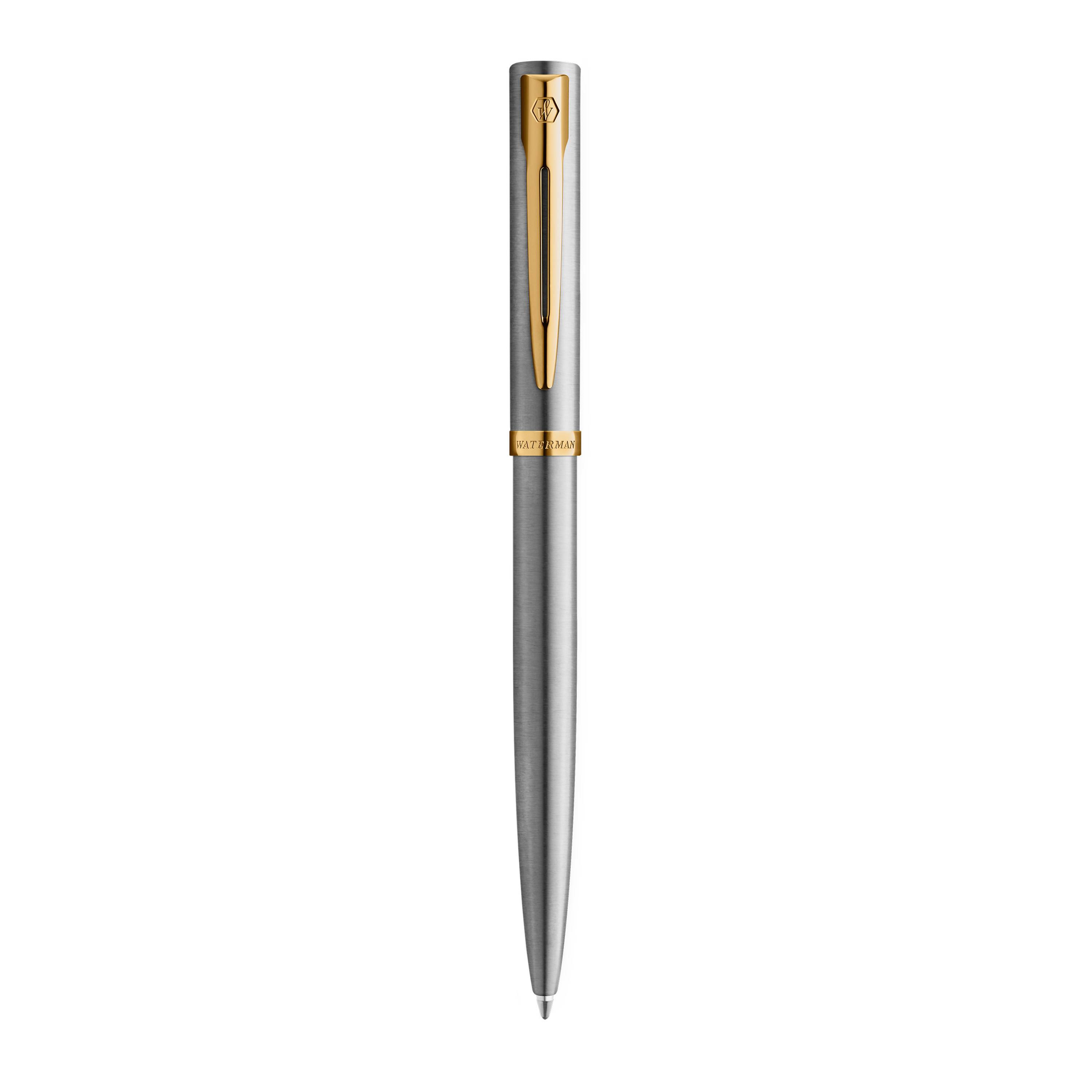 WATERMAN Balpen IMPRESSION Roestvrij Staal GT M Blauwe Cadeauverpakking-0