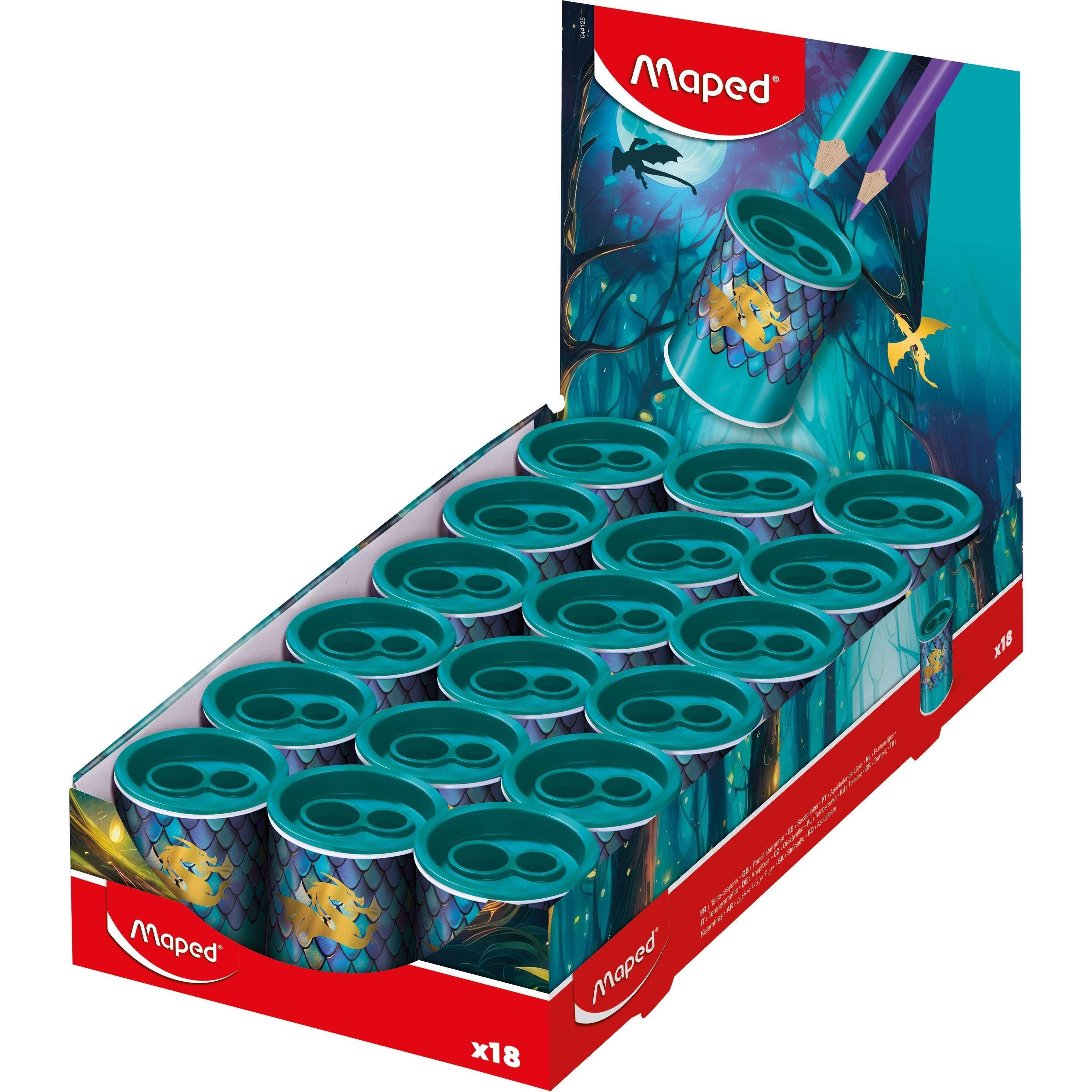 Maped 3154140441258 Maped - Puntenslijper dragon 2gaats display 18 stuks-0