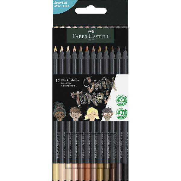 FABER-CASTELL Kleurpotloden Black Edition Huidtinten 12er-0