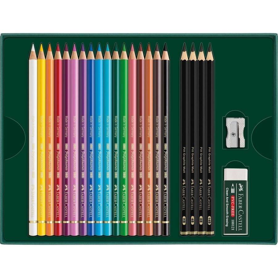 FABER-CASTELL Polychromos & Pitt Graphite Matt Malset farbsortiert, 23 St. (210052)-1